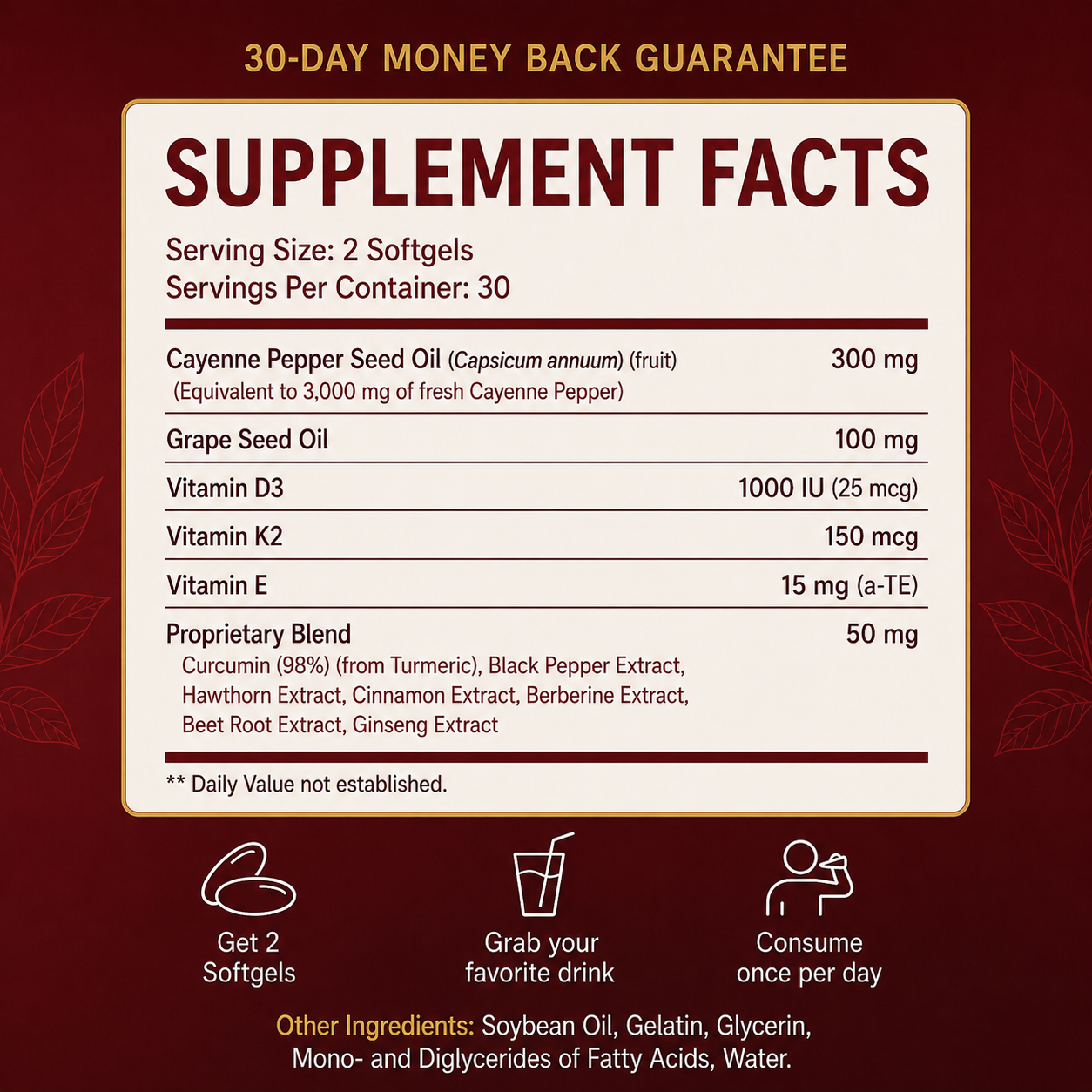 Aurvelia-Organics® Spiceless Cayenne Pepper Softgels