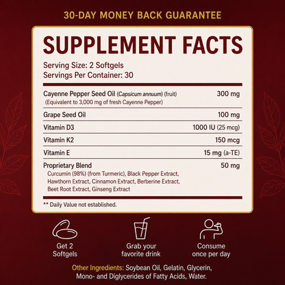 Aurvelia-Organics® Spiceless Cayenne Pepper Softgels